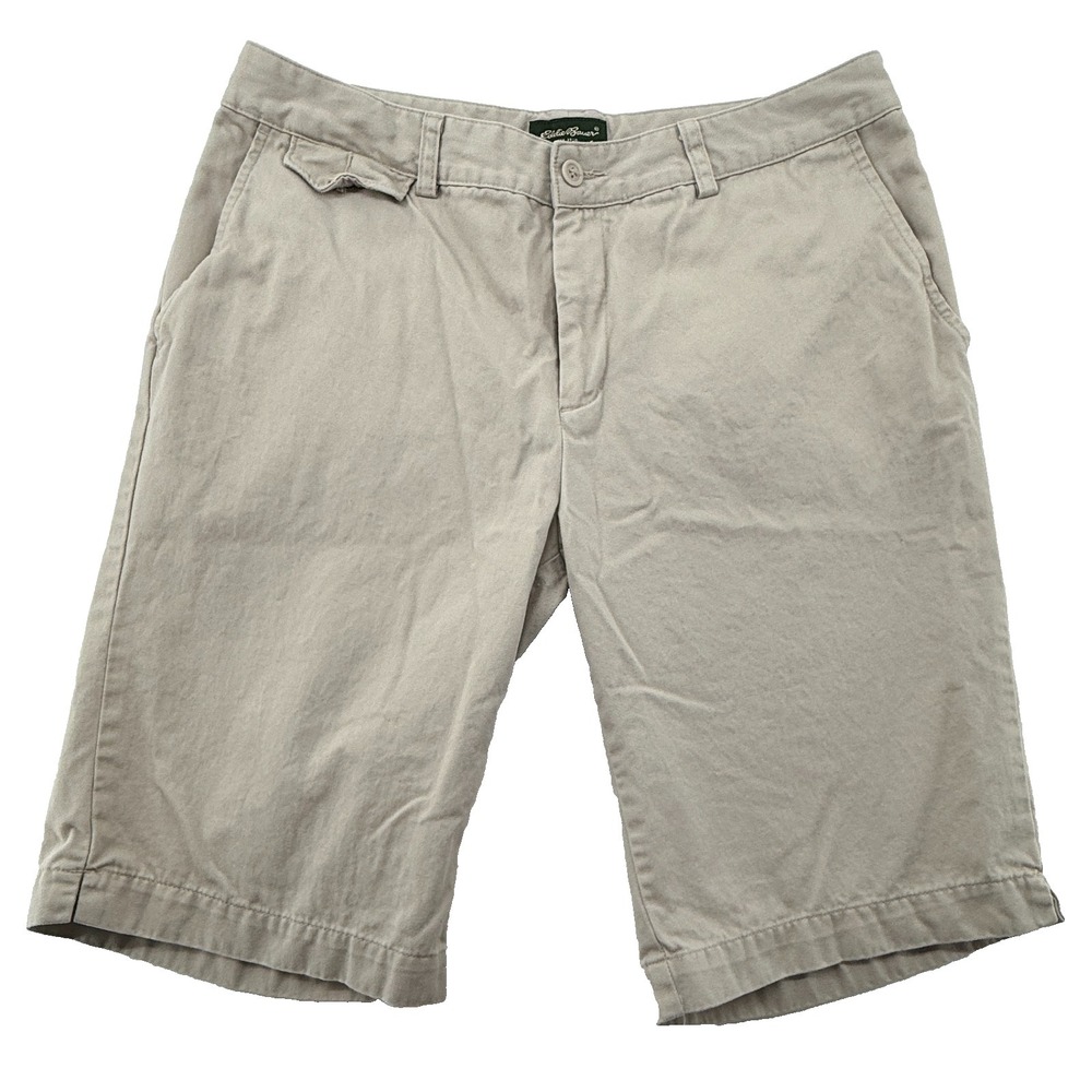 Eddie Bauer Womens 12 Khaki Shorts Casual Chino Beige Outdoor Hiking